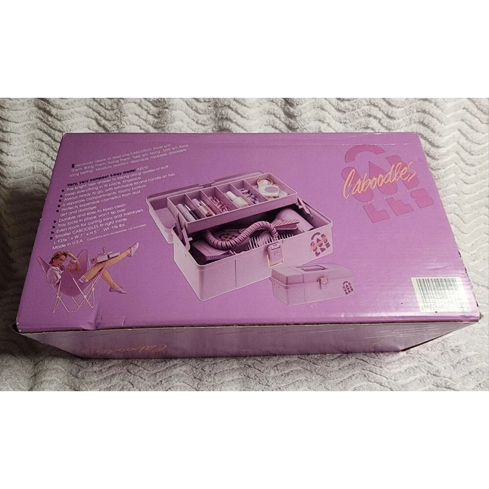 RareNIB Vintage 80s CABOODLES MakeUpCosmeticStorage PURPLE w/Tray &Orig BOX Vhtf